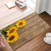 Carpet Welcome Mat 3D Sunflower Wooden Board Printed Entrance Doormat Non-slip Area Rug Outdoor Decor Indoor Funny Floor Mats R230607