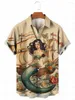 Men's Casual Shirts Men's Koi Fish Fuji Mountain Japan Printed Hawaiian Summer Women For Men Tops