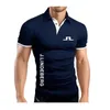 Högkvalitativ J Lindeberg Golf Polo Classic Brand Men Shirt Casual Solid Short Sleeve Cotton Polos 220706