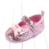 First Walkers Sequins Baby Girls Shoes Leather Toddler Born Walker Bow-knot Soft Sole Hook Loop Bling Princess Shoe