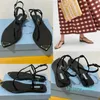 designer 2023 sandals Black stamped Enameled metal triangle Beach Sandals famous luxury designer sandals women Flats sandal