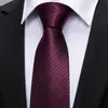 Boyun bağları kırmızı ipek düğün kravat jacquard dokuma erkekler için çizgili mendil manşet kolk