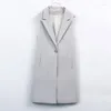 Women's Vests 2023 Classic Women Long Blazer Vest Elegant Office Lady Coat Female Waistcoat Causal Suits Sleeveless Jacket Plus Size