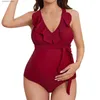 Moderskap Swimwears Summer Maternity Gravid Women's Swimsuit Premama Color Block Badkläder Baddräkter Hög midja Beach Wear Graviditet Tankinis T230607