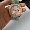 여성 시계 고품질 데이트 손목 시계 기계식 자동 이동 스테인리스 스틸 밴드 시계 36mm 하드 플렉스 유리 다이아몬드 Be269r
