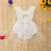 Strampler Infant Baby Mädchen Overalls 2023 Sommer Solide Ärmellose Spitze Mesh Strampler Kleid Für Borns Kinder Kleidung Mädchen Kostüme