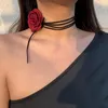 Choker Allyes Romantic Fabric Rose Flower Necklace For Women Elegant Punk Rope Chain Halsband Party Jewel Girls Gifts