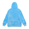 Qiu dong with tie-dye letters printing easy zipper hooded fleece men and women