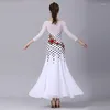 Vêtements de scène noir blanc robe de danse de salon 2023 femme valse compétition Standard grande balançoire moderne Performance Costumes