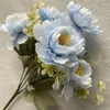 Decorative Flowers 6 Heads Peony Flower Simulation Bouquet Living Room Home Decoration Indoor Wedding Table Fake Artifical