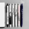 6Pcs Ink Pen Practical Plastic Push Design Simple Life Good-looking Gel For Taking Exam Writing Water-based