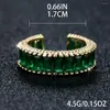 Trouwringen Unisex Kleine Rechthoek Groene Steen Voor Vrouwen Mannen Antiek Goud Kleur Vierkante Zirkoon Bands Opening Engagement Sieraden