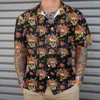 Men's Casual Shirts Skulls With Blue Snakes And Red Roses 3D All Over Printed Hawaiian Shirt Men's For Women's Harajuku Unisex