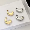 New Moon shaped Earrings Feminine Style Smooth Brass Gold Plated Pearl Earrings Luxury Jewelry E3002