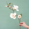 装飾花シミュレーションマグノリアロングフェイクブランチ偽の人工蘭花束ホームリビングルームアレンジメントウェディングデコレーション