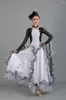 Stage Wear Zwart-wit Splicing Ballroom Danswedstrijd Jurken Paste Diamonds Standard Waltz Dress
