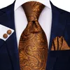 علاقات الرقبة Hi-tie Gold Fashion Business Paisley 100 ٪ Silk Men's Tie Necktie 8.5 سم العلاقات للرجال