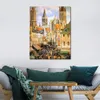 Canvas Art Camille Pissarro Painting The Old Market at Rouen Handmade Artwork Vibrant Decor for Wine Cellar