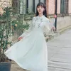 エスニック服中国のレトロレトロ女性のゆるい刺繍チョンサム改善綿とリネンのドレス女性2023 QIPAO