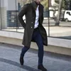 Men's Trench Coats Coat Spring And Autumn Men's Woolen Stand Collar Metal Buckle Decoration Mid-Length Pocket Casual Trend Slim
