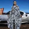 Roupas étnicas macacões elegantes 2023 outono sexy macacões femininos gola alta manga morcego manga larga macacões estampados design africaine