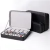 視聴箱ケース6 10 12グリッドポータブルボックスオーガナイザーPUレザーcasとジッパークラシック多機能ブレスレットディスプレイC2886