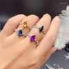 Cluster Ringen Est Amethist Edelsteen Ring Voor Vrouwen Sieraden Topaz Citrien Sapphire Natuurlijke Gem Real 925 Zilveren Geboortesteen Party Gift