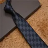 Mens Luxury Tie Damier quilted Tie Plaid designer tie Silk Tie with box black blue White Good tie L1166688