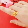 Cluster Rings Soild 18K Yellow Gold Diamond Leaves For Women Bride Wedding Engagement Adjustable Fine Jewelry Christmas Gift
