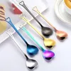 Creative Stainless Steel Heart Shape Spoon Tea Coffee Stirring Spoons Wedding Gift Home Kitchen Tools Flatware