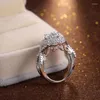 Cluster Ringen Classic Verzilverd Eternity Engagement Voor Vrouwen Shine White CZ Stone Inlay Mode-sieraden Wedding Party Gift Ring