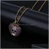 Pendentif Colliers Nouvelle Mode 18K Or Hip Hop Personnalisé Squelette Coeur Brisé Chaîne Collier Colorf Glacé Violet Cz Cubic Zir Dh1Sw