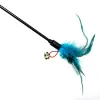 new Cat Toys Feather Wand Kitten Cat Teaser Turkey Feather Interactive Stick Toy Wire Chaser Wand Toy Random Color