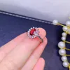 Cluster Ringe Feiner Schmuck 925 Sterling Silber Inset mit natürlichen Edelsteinen Damen Trendy Blume Roter Granat Verstellbarer Ring Unterstützung Detect