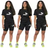 Zweiteilige Damen-Hosen, zweiteiliges Set, Sommer, kurzärmelig, O-Ausschnitt, T-Shirts, Bleistift-Shorts, Anzüge, Trainingsanzüge, Outfit, grafische T-Shirts, Jogginganzüge 230606