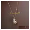 Pendant Necklaces Korean Personality Simple Rhinestones Unicorn Necklace Temperament Sweet Girl Women Fashion Jewelry Accessories Dr Dhty3