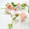 Decorative Flowers 6ft Artificial Peony Wreath Floral Rose Vine Green Leaves For Wedding Arch Decor Garland Dining Table Home Party