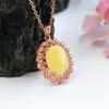 Chains Natural Honey Wax Chicken Oil Yellow Amber Egg Face Hollow Out Necklace Simple Elegant Personalized Fashion Versatile Jewelry