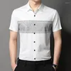 Camisas casuais masculinas verão sem costura de seda masculino estampado de luxo manga longa elegante vestido macio simples festa homem 3XL