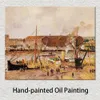 Leinwandkunst Camille Pissarro Gemälde Entladen von Holz in Rouen Handgefertigtes Kunstwerk Lebendiges Dekor für den Weinkeller