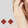 10Style Fashion Simple 4/четыре серьги Clover Stud Back Mother-Pearl Copper 18K золотосека