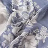 Foulards 110 180 cm mode bleu fleur imprimer femmes longue coton Viscose écharpe grande taille femme lumière foulard plage couvrir 2023