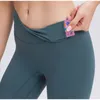 L-065 pantalon court taille haute pas de pantalon de Yoga ligne T Leggings coupe ajustée pantalon de survêtement couleur unie Nake Feeling Capris femmes élastique serré