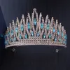 Fashion Sky Blue Crystal Crown Tiara per le donne Wedding Party Luxury Elegant Bridal Crown Hair Dress Jewelry