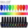 Suszarki Nailco 10pcs/Set 15 ml wielokolorowe żelowe lakier hybrydowy żel zębate Poliska do paznokci Zestaw Top Patrz Paznokcie Namocz UV Gellak Lakiery