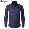 Mens Casual Shirts Antiwrinkle Noironing Elasticity Slim Fit Men klär långärmad skjorta Vitt svartblå röd manlig social formell 230607