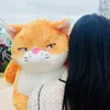 42cm 사랑스러운 귀여운 오렌지 고양이 플러시 장난감 kawaii 지방 고양이 새끼 고양이 박제 부드러운 동물 인형 둥근 베개 소파 쿠션 아이 선물