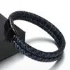 Link Bracelets 2023 Hand Woven Stainless Steel Leather Rope Bracelet For Men Simple Fashion Titanium Bangle Jewelry Wholesale