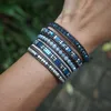 Chaîne Hommes et Femmes 4mm Perle Bleu Réglable Cristal De Bohème Guérison Wrap Déclaration Perle Bracelet 230606