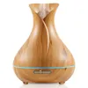 Appareils 400ml aromathérapie humidificateur d'air bois arôme diffuseur d'huile essentielle 7 LED à couleur changeante pour bureau décor à la maison Vase